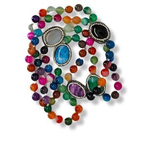 Eye Candy Los Angeles Gemstone beads with Halo 36" Strand Necklace